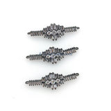 CZ Micro Pave Curved Bar Connectors, Cameo Links for Necklace or Bracelets Jewelry Making Spacers, Gold/Black Chevron/Leaf Linking Charms - A Girls Gems