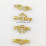 Donut Clasp Buckle, CZ Micro Pave 2 Hole O Ring and Interlocking Clips - A Girls Gems
