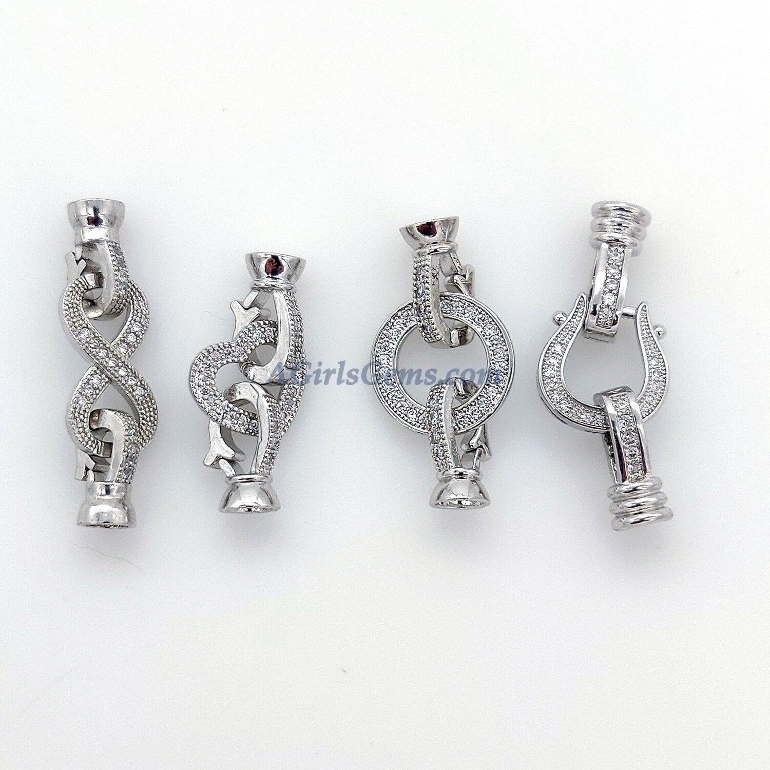 Donut Clasp Buckle, CZ Micro Pave 2 Hole O Ring and Interlocking Clips - A Girls Gems