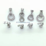 Donut Clasp Buckle, CZ Micro Pave 2 Hole O Ring and Interlocking Clips - A Girls Gems