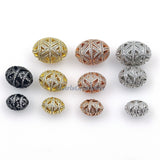 CZ Micro Pave Oval Beads, 5 pc Egg Filigree Spacers Rose, Gold, Silver, Black 10 x 14, 12 x 18, 16 x 23 mm - A Girls Gems