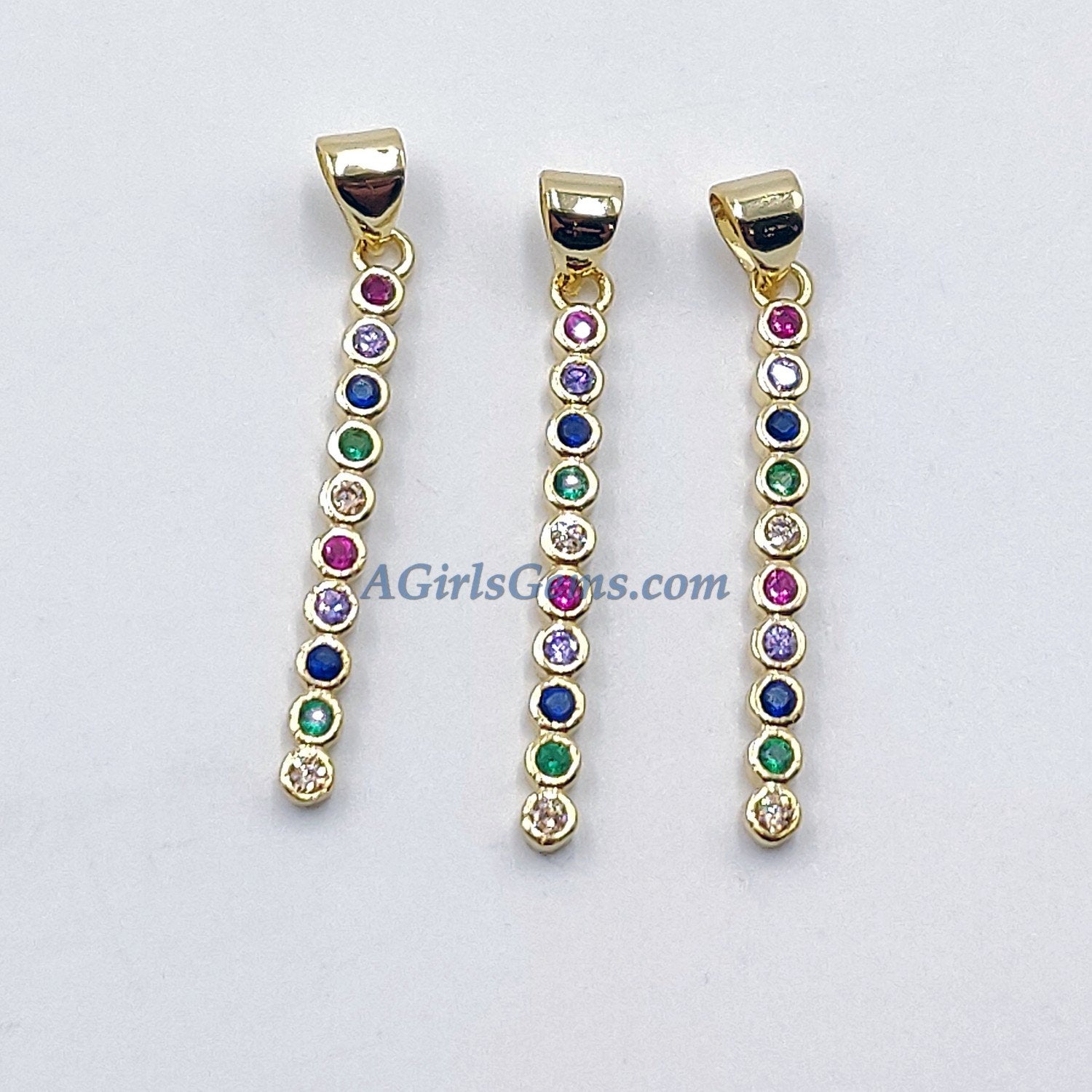 CZ Micro Pave Peace Words Charms 18 K Gold Plated Oblong Rectangle Pendants, Inspirational Dog Tags Long Stick Bar for Necklace Earrings - A Girls Gems