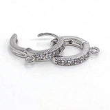 Huggie Hoop Earrings, Labradorite and Gold Hoops, CZ Latch back Gemstone Earring - A Girls Gems