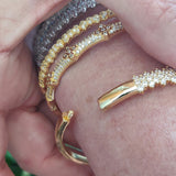 Cubic Zirconia Bracelets for Women, CZ Micro Pave 14 K Gold or White Gold Rhodium Stacking Cuff Bangles, Open/Closes