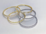 Cubic Zirconia Bracelets for Women, CZ Micro Pave 14 K Gold or White Gold Rhodium Stacking Cuff Bangles, Open/Closes
