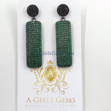 Mardi Gras Jewelry, Pink and Black CZ Pave Stud Earrings, Diamond Pave Fuschia Vertical Bar Earrings  by Regina Harp Designs - A Girls Gems