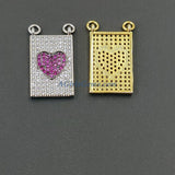 CZ Micro Pave Pink Heart Charm, Scapula Style Blue Turquoise - A Girls Gems