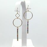 14 k Gold Hoop Dangle Earrings in Gold Rainbow Cubic Zirconia, 2 Links or 1  in 14 K Gold Filled - A Girls Gems