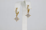 Huggie Hoop Earrings, Labradorite and Gold Hoops, CZ Latch back Gemstone Earring - A Girls Gems