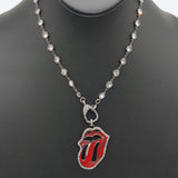 Red Tongue CZ Turquoise Rosary Chain Wrap Necklace - A Girls Gems