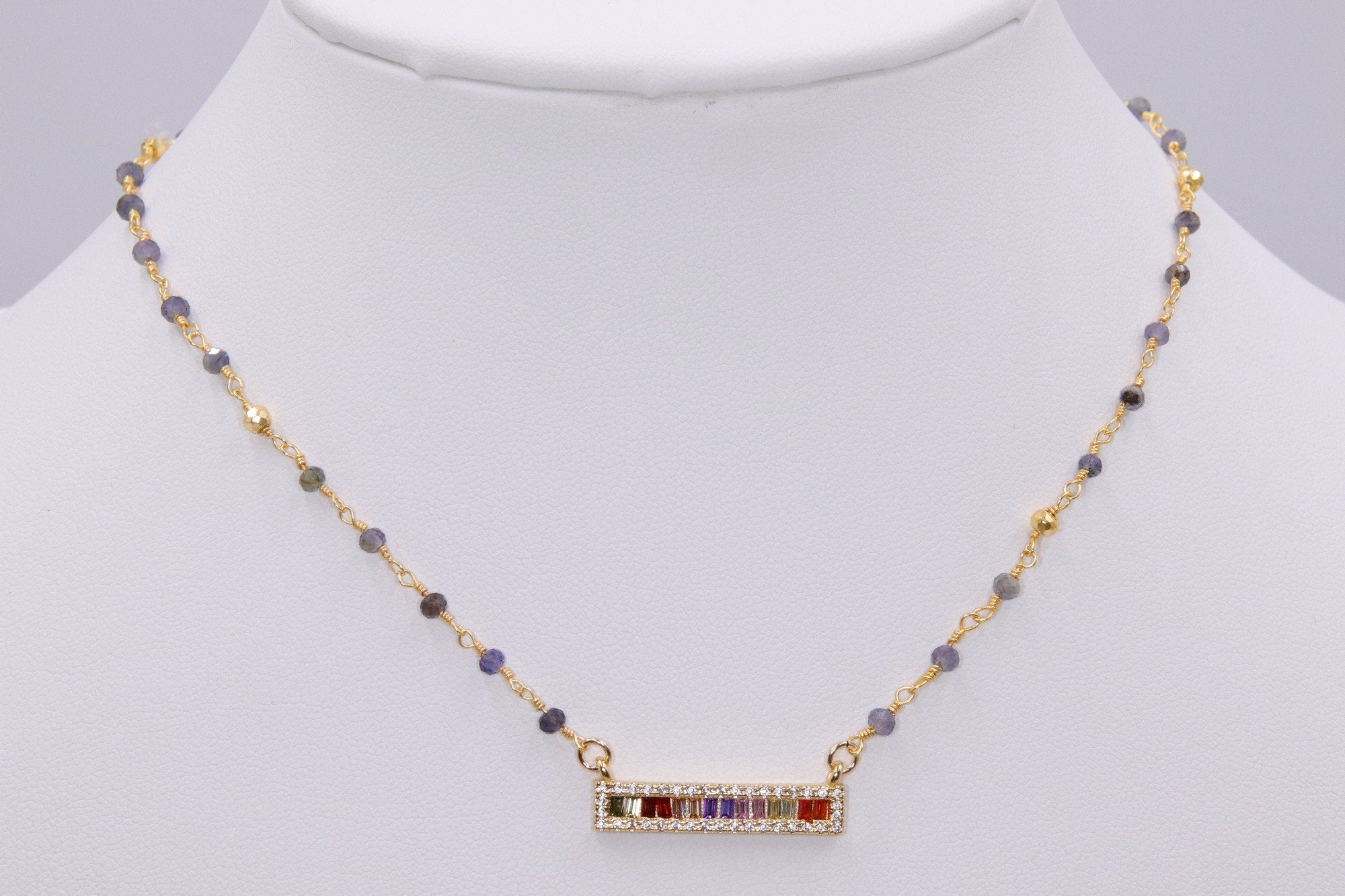 Rainbow Bar Necklace - A Girls Gems
