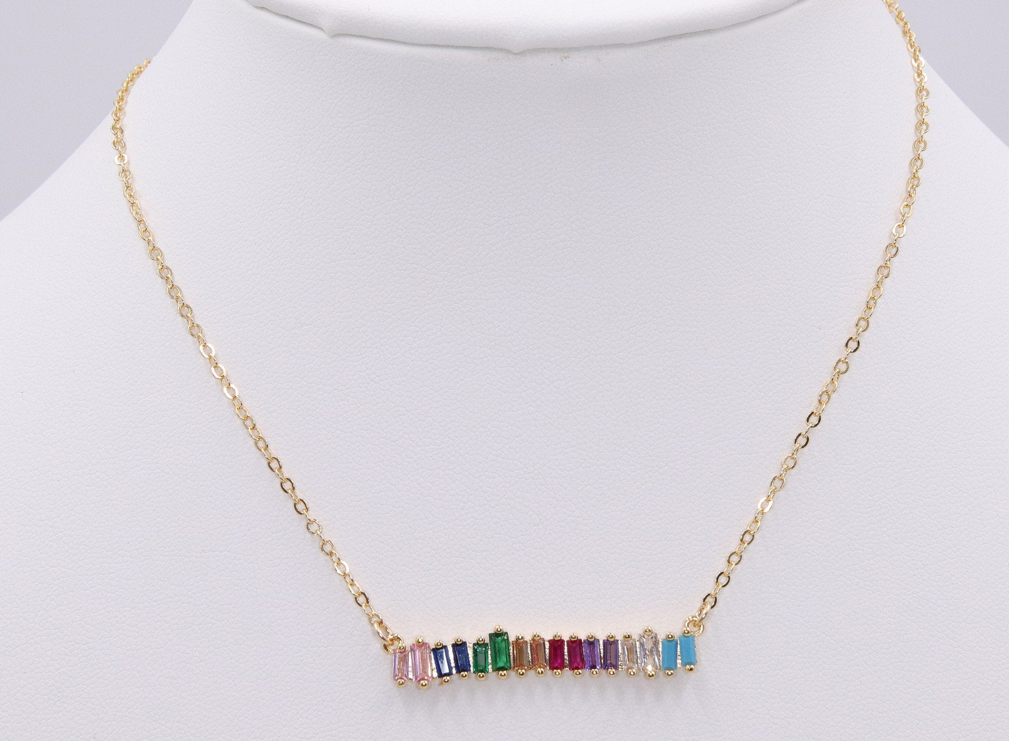 Rainbow Bar Necklace - A Girls Gems