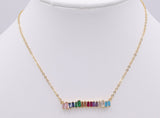 Rainbow Bar Necklace Pyrite and Iolite Gemstone - A Girls Gems