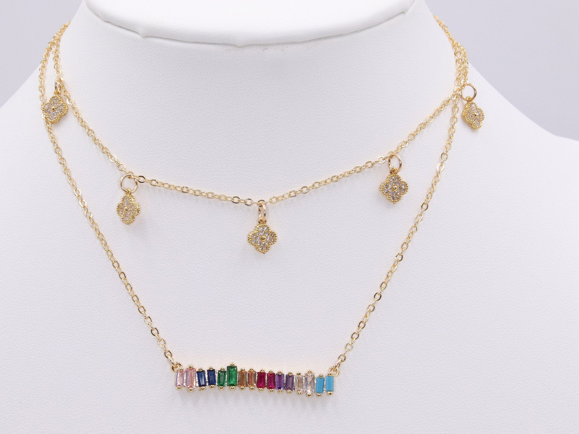 Rainbow Bar Necklace Pyrite and Iolite Gemstone - A Girls Gems