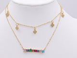 Rainbow Bar Necklace Pyrite and Iolite Gemstone - A Girls Gems