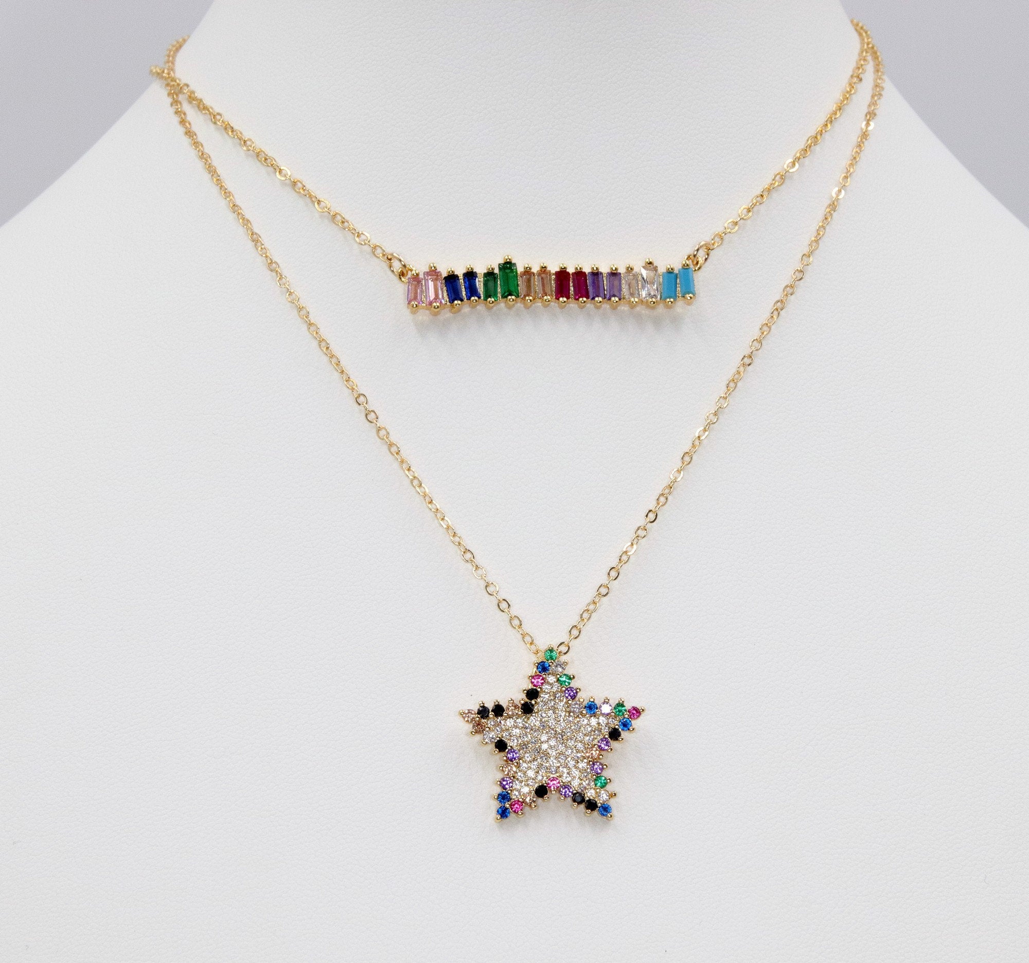 Rainbow Bar Necklace - A Girls Gems