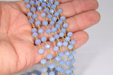 Baby Blue Chalcedony AB Rosary Chain, 6 mm Gold Wire Wrapped Crystal Jewelry Beads CH #513, Unfinished Bulk Wholesale Powder Blue Bead