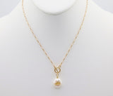 14 K Gold Pearl Cross Necklace, Toggle Front Wrap Layered Choker with Crown, Cross, Evil Eye Jewelry Choker, Dainty Real Pearl Necklace - A Girls Gems