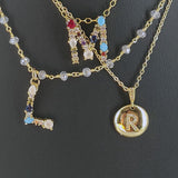 Initial Choker on Crystal Rosary Chains - A Girls Gems