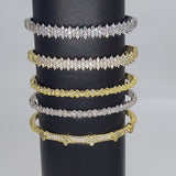 Cubic Zirconia Bracelets for Women, CZ Micro Pave 14 K Gold or White Gold Rhodium Stacking Cuff Bangles, Open/Closes