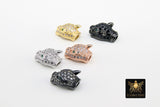 CZ Micro Pave Tiger Head Bead Charm, 4 Pc Leopard Head, Panther Cat Head Bead, Rose, Gold, Silver, Black  10 mm x 15 mm, Animal Head Bead - A Girls Gems