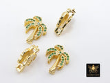 CZ Micro Pave Palm Coconut Tree Slider Charms, Gold Tropical Charms, Beach Ocean Charm Bracelet, 10 mm Flat Leather Color Straps Jewelry - A Girls Gems