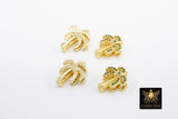 CZ Micro Pave Palm Coconut Tree Slider Charms, Gold Tropical Charms, Beach Ocean Charm Bracelet, 10 mm Flat Leather Color Straps Jewelry - A Girls Gems