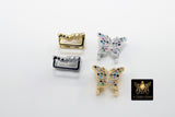 CZ Micro Pave Butterfly Slider Charms, Gold - A Girls Gems