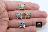 CZ Micro Pave Butterfly Slider Charms, Gold