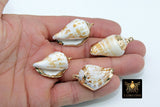Seashell Charms, Gold Dipped Edge Nautical Shells