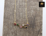 Taurus Zodiac Necklace, 14 k Gold Horoscope Sign Constellation Rainbow Choker, Clear Cubic Zirconia - A Girls Gems