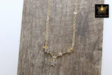 Cancer Necklace, 14 k Gold Horoscope Zodiac Sign Constellation Choker, CZ Pave July Birthday - A Girls Gems
