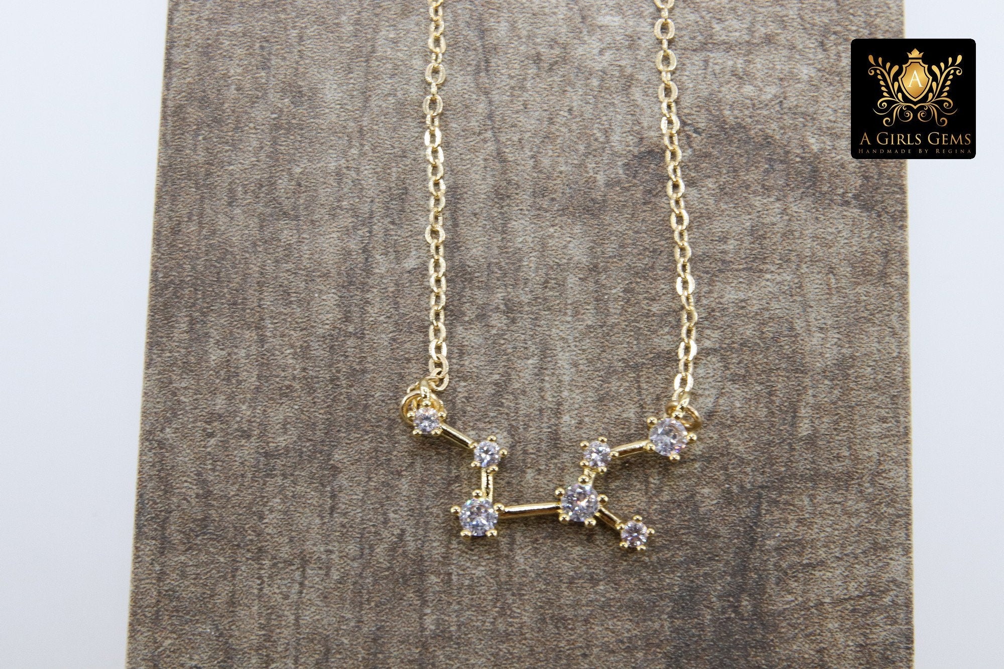 Virgo Zodiac Necklace, Gold Filled Horoscope Star Sign Constellation Choker - A Girls Gems