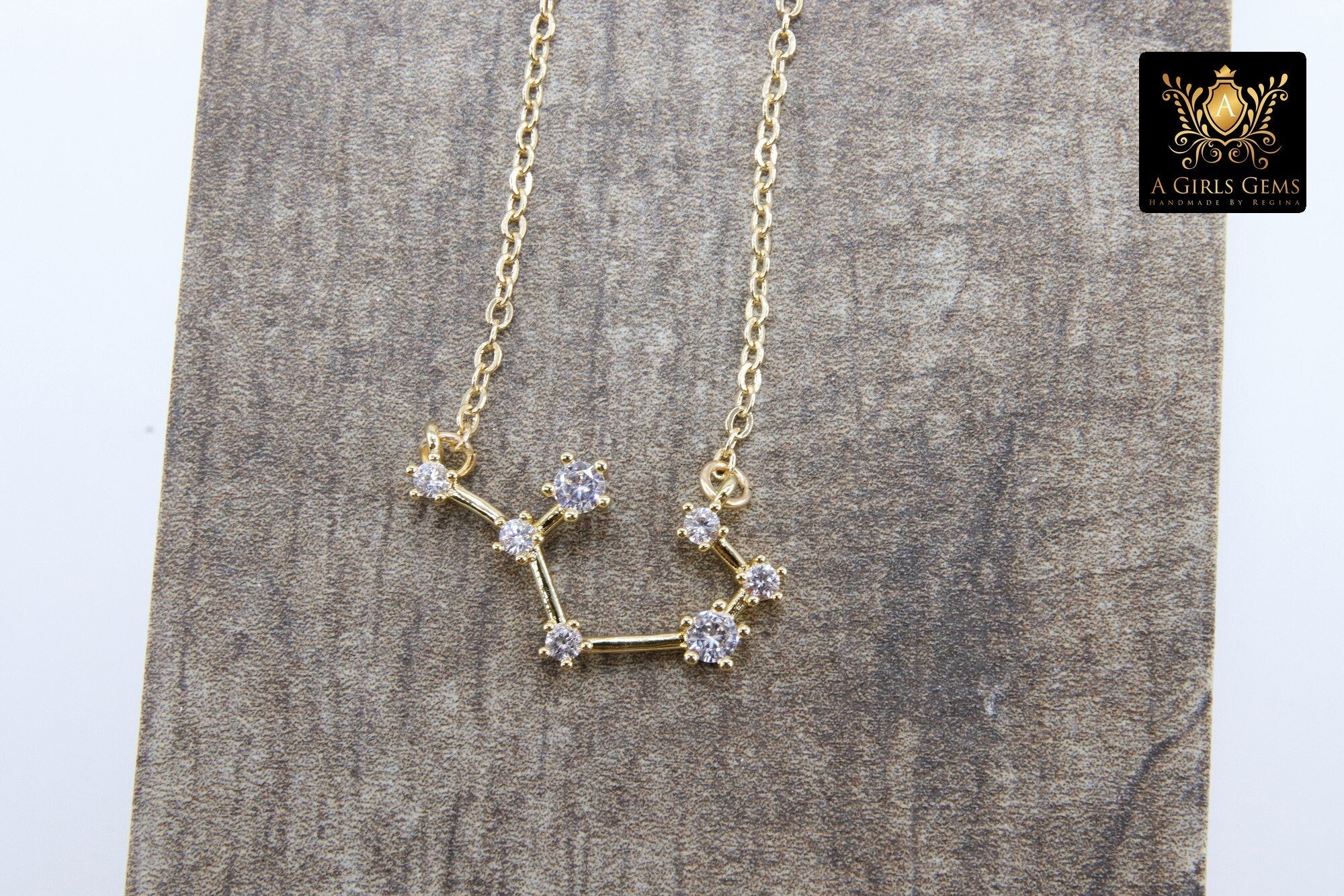 Sagittarius Necklace, Gold Filled Rainbow Horoscope Stars Zodiac Sign Constellation Choker - A Girls Gems