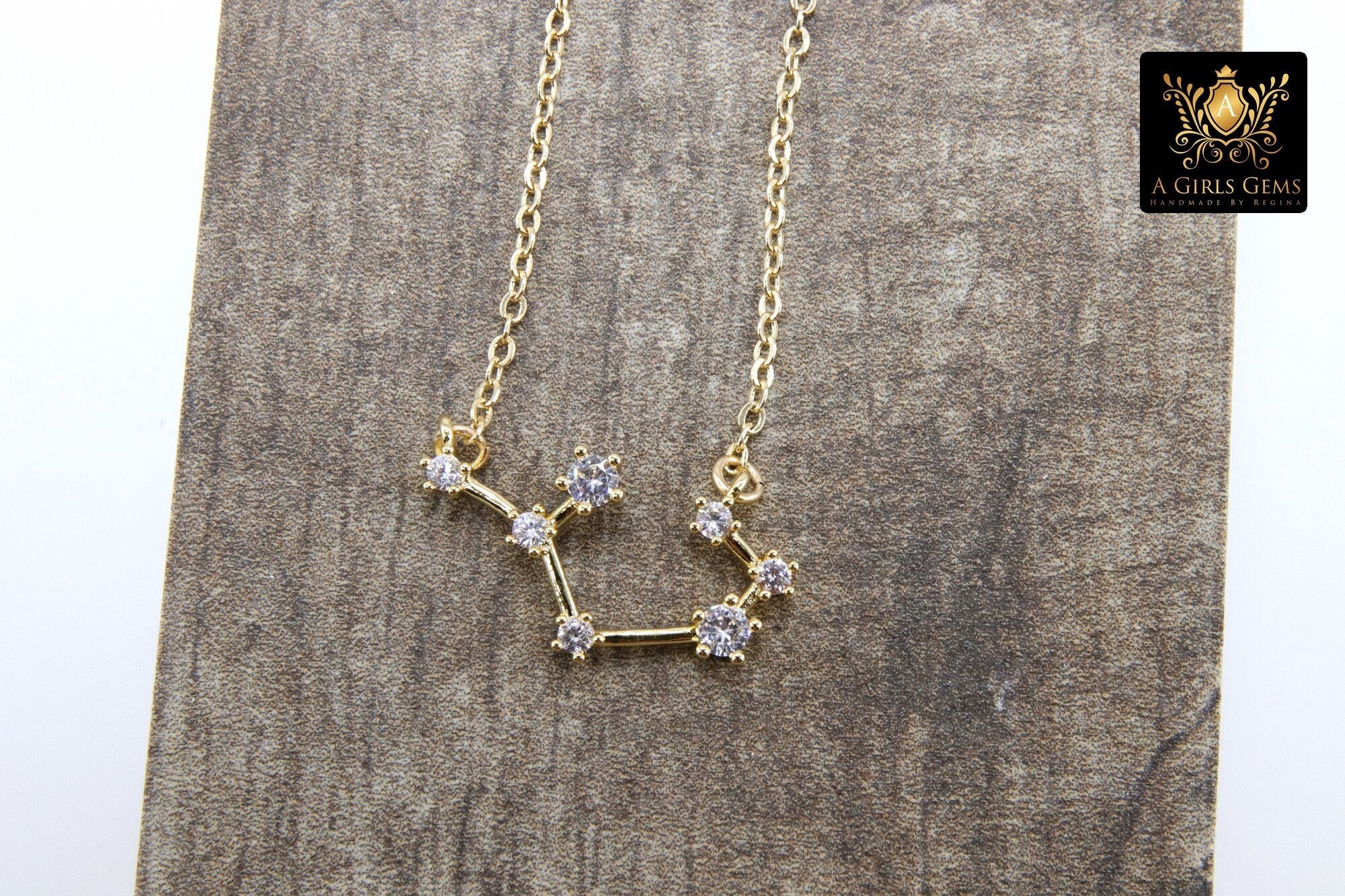 Sagittarius Necklace, Gold Filled Rainbow Horoscope Stars Zodiac Sign Constellation Choker - A Girls Gems