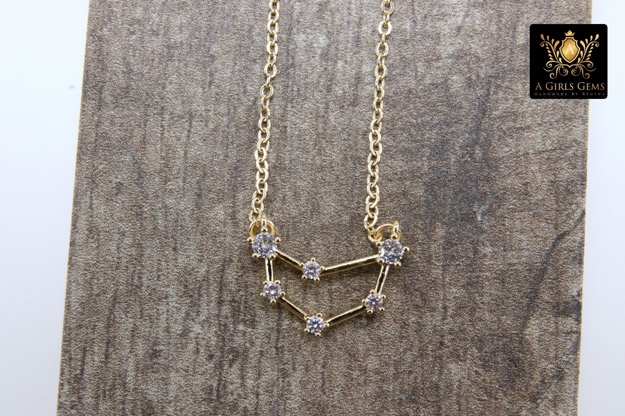 Capricorn Constellation Necklace, Gold Filled Rainbow Horoscope Stars Zodiac Sign Choker - A Girls Gems