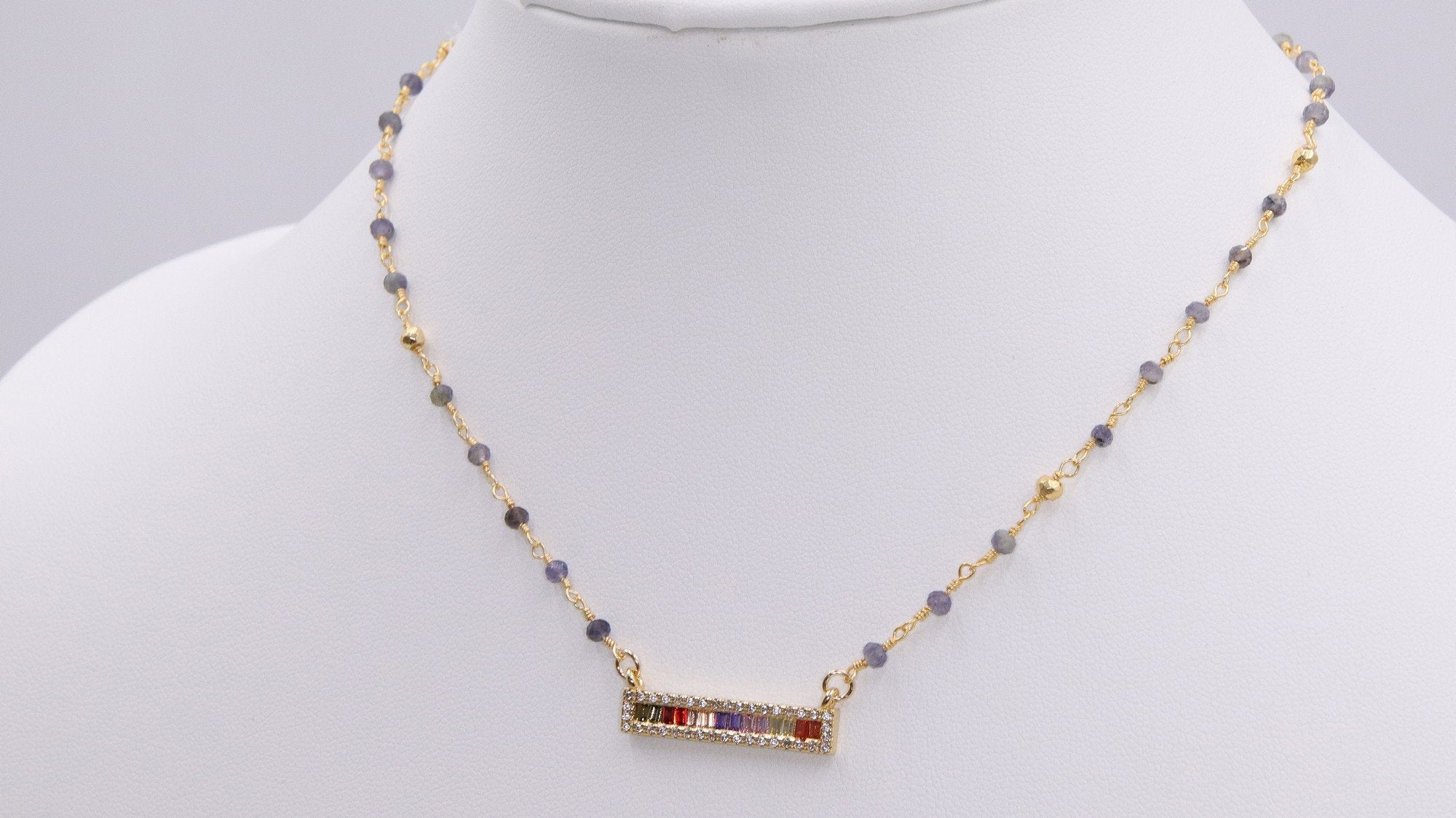 Rainbow Bar Necklace - A Girls Gems