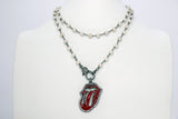 Red Tongue CZ Turquoise Rosary Chain Wrap Necklace - A Girls Gems