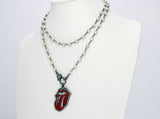 Red Tongue CZ Turquoise Rosary Chain Wrap Necklace - A Girls Gems