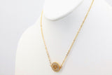 925 Silver Initial Chain Necklace, Cubic Zirconia Baguette Round Gold Disc Letters in Choker, Personalized Alphabet - A Girls Gems
