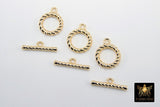 Gold Filled Toggle Clasp, Round Spiral Twist Clasps with Toggle Bar Connectors for Bracelet, Necklace, 15 x 19 mm, 21 mm Bar - A Girls Gems