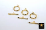 Gold Filled Toggle Clasp, Round Spiral Twist Clasps with Toggle Bar Connectors for Bracelet, Necklace, 15 x 19 mm, 21 mm Bar - A Girls Gems