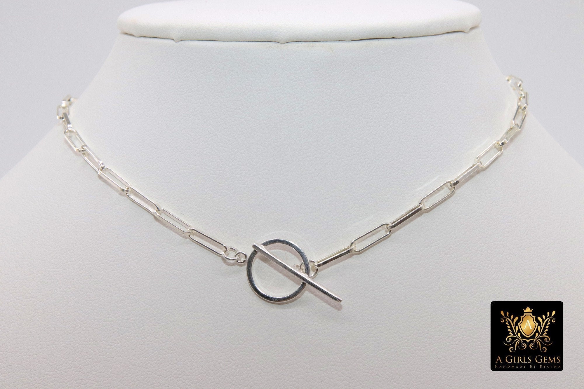 Cross Chain Necklace, 925 Sterling Silver Toggle, Rectangle Chunky Drawn Chain, Silver and Gold Maltese Cross Choker - A Girls Gems