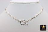 Cross Chain Necklace, 925 Sterling Silver Toggle, Rectangle Chunky Drawn Chain, Silver and Gold Maltese Cross Choker - A Girls Gems