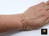 14 K Gold Filled Chain Bracelet, Single or Double Wrap Rectangle Drawn Chain - A Girls Gems