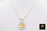 Silver Coin Necklace, 925 Sterling Silver 11 mm Chain, Toggle Wrap Necklace - A Girls Gems