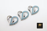 CZ Micro Pave Heart Slider Charms, Silver Blue Turquoise CZ Charms Bracelet - A Girls Gems
