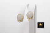 Gold Stud Post Earrings with Loop, 925 Sterling Silver Amazonite Aqua Blue Square Gemstone - A Girls Gems