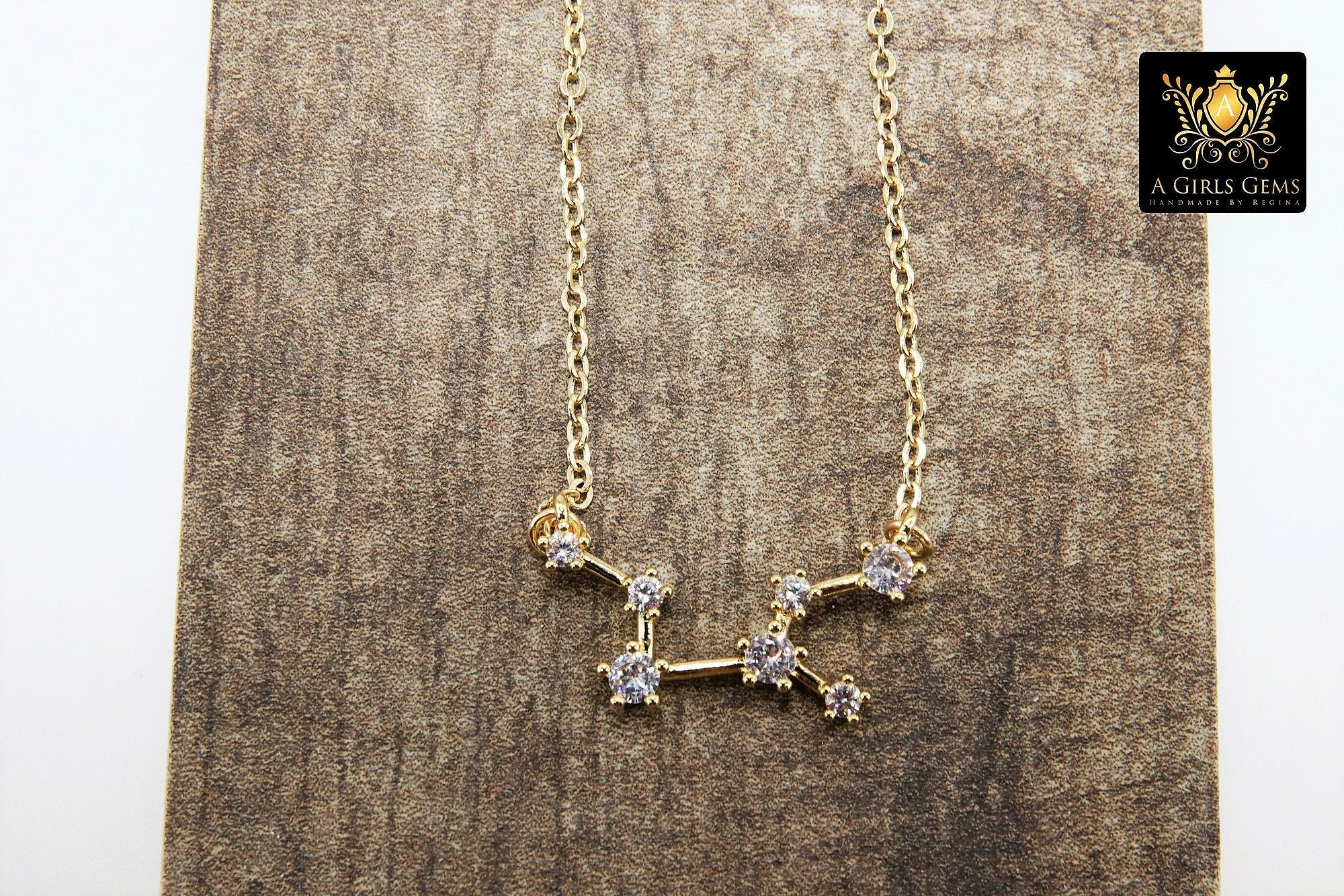 Virgo Zodiac Necklace, Gold Filled Horoscope Star Sign Constellation Choker - A Girls Gems