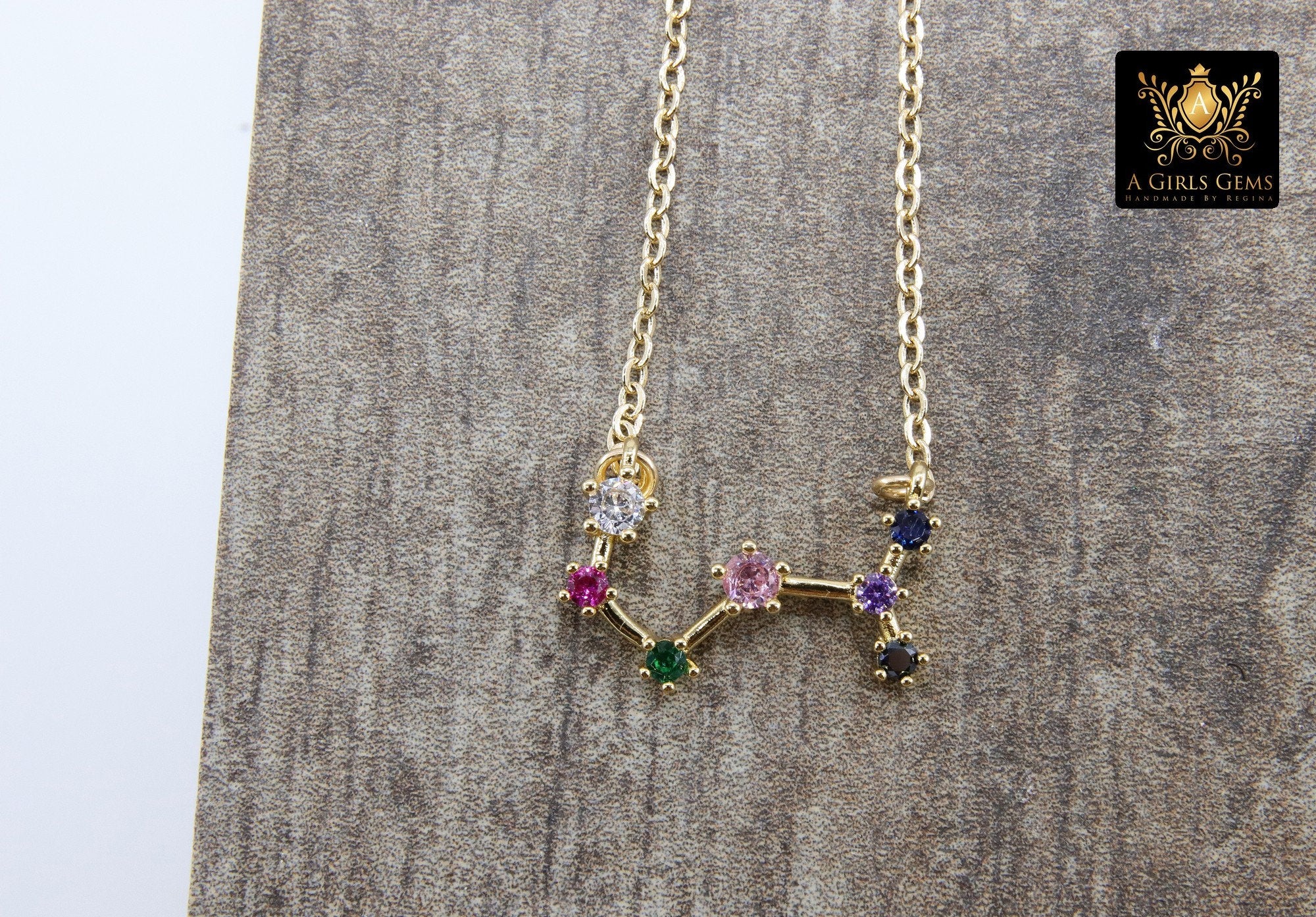 Scorpio Zodiac Necklace, Gold Filled Rainbow Horoscope Star Sign Constellation Choker - A Girls Gems